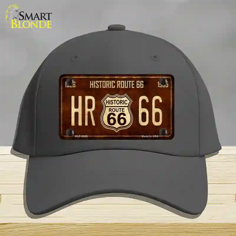 Historic Route 66 Vintage Novelty License Plate Hat Cotton Charcoal
