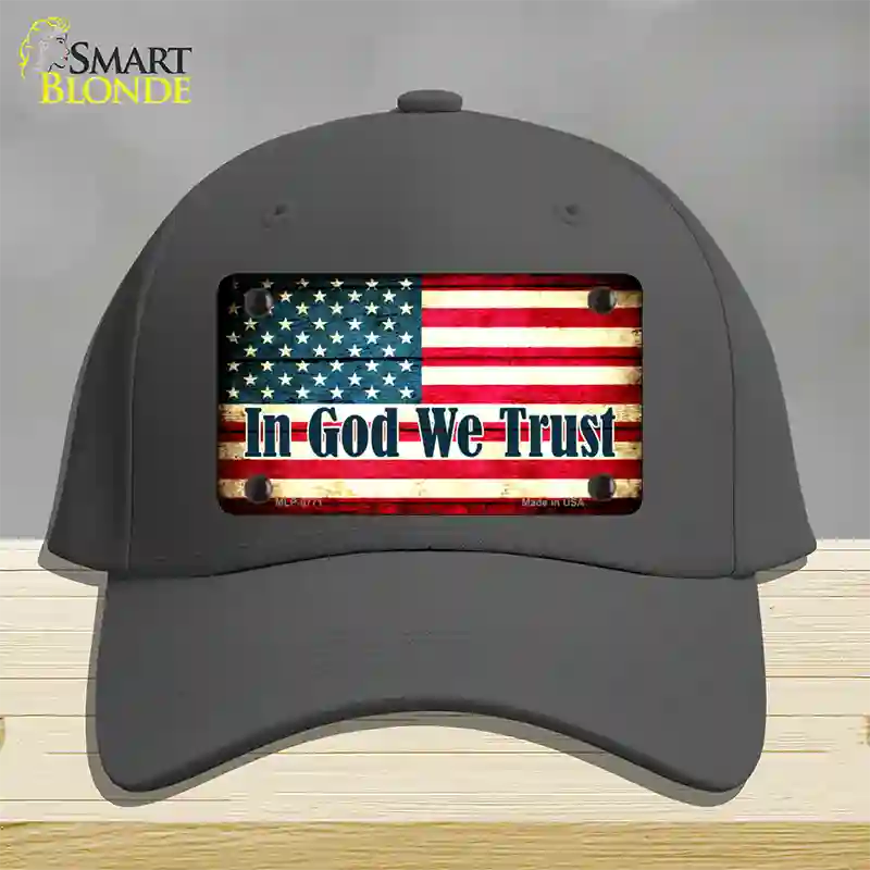In God We Trust American Flag Novelty License Plate Hat Cotton / Charcoal