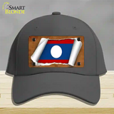 Laos Flag Scroll Novelty License Plate Hat Cotton / Charcoal