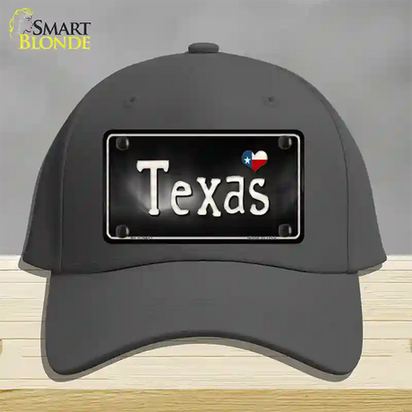 Texas Flag Script Novelty License Plate Hat Cotton / Charcoal