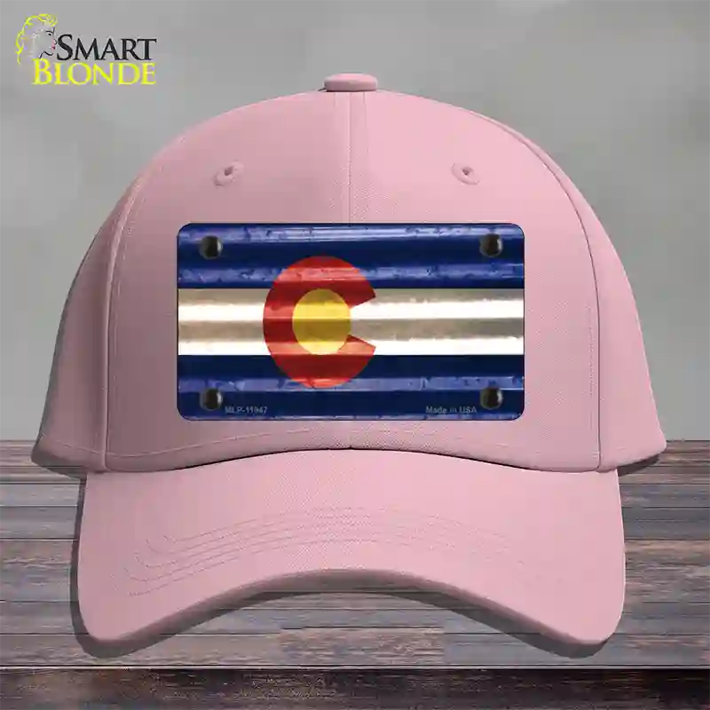 Colorado Corrugated Flag Novelty License Plate Hat Cotton Pink