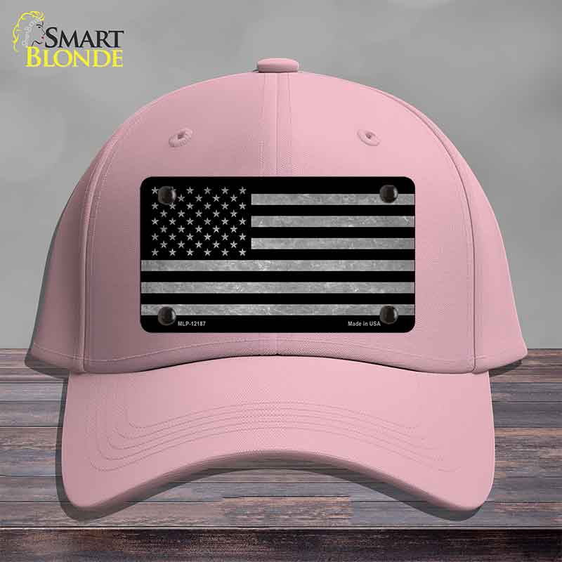 American Flag Black and Gray Novelty License Plate Hat Cotton Pink