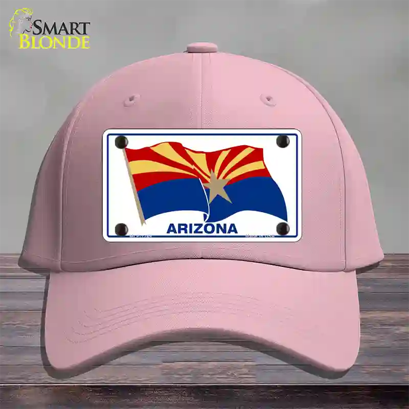 Arizona Waving Flag Novelty License Plate Hat Cotton / Pink