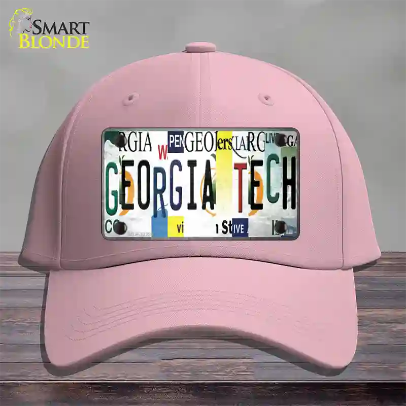 Georgia Tech Strip Art Novelty License Plate Hat Tag Cotton Pink