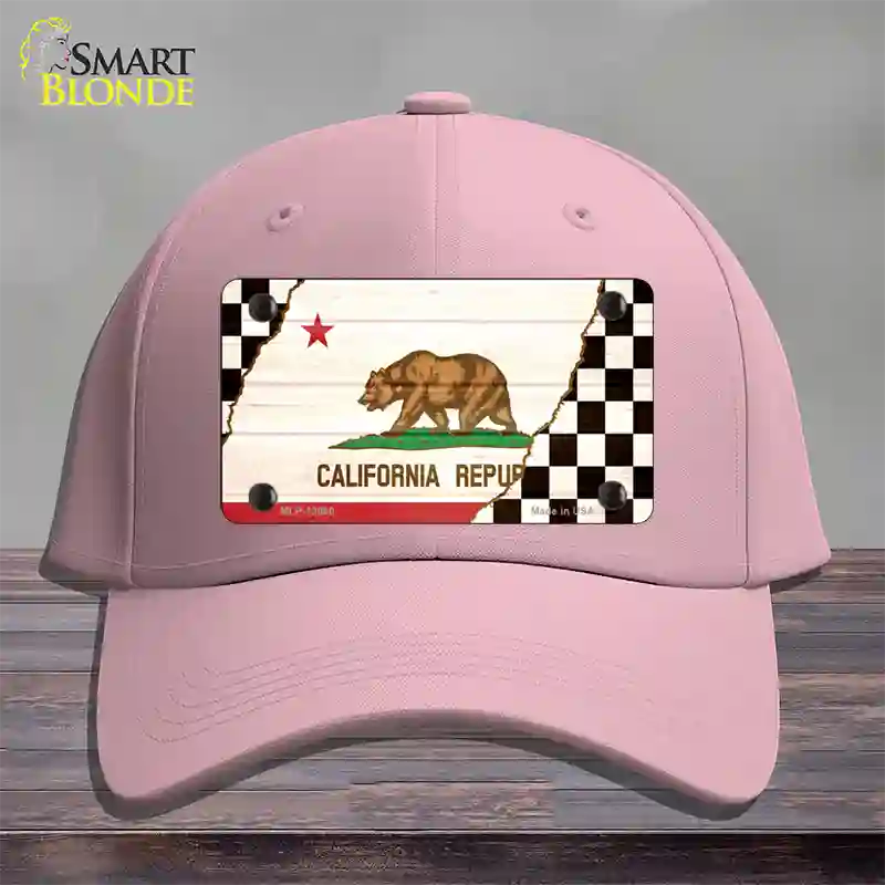 California Racing Flag Novelty License Plate Hat Tag Cotton Pink
