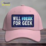 Will Freak For Geek Novelty License Plate Hat Tag Cotton Pink