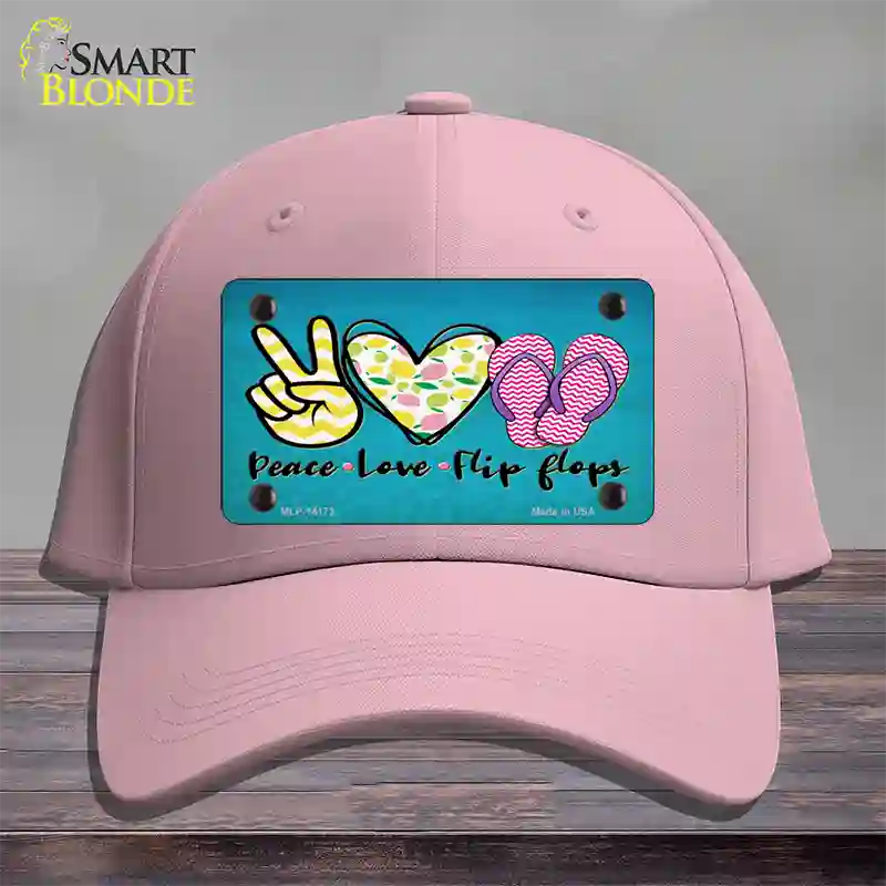 Peace Love Flip Flops Novelty License Plate Hat Cotton / Pink