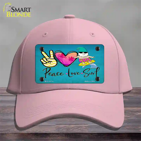 Peace Love Surf Novelty License Plate Hat Cotton / Pink