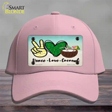 Peace Love Coconut Novelty License Plate Hat Cotton / Pink