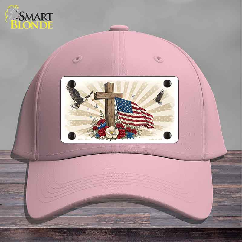 Eagle Flag and Cross Novelty License Plate Hat HAT-MLP-14510