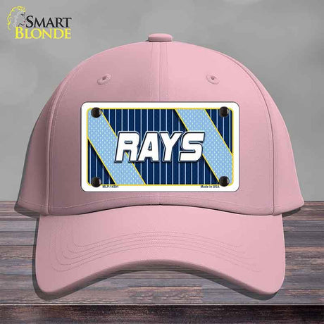 Pink cap with a 'RAYS' license plate design on a gray background