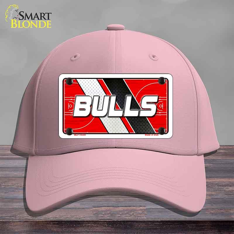 Pink cap with a 'BULLS' logo on a gray background