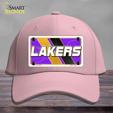 Pink cap with Lakers logo on a gray background