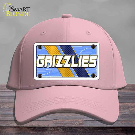 Pink cap with a 'GRIZZLIES' license plate design on a gray background