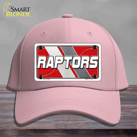 Pink cap with a Raptors license plate design on a gray background