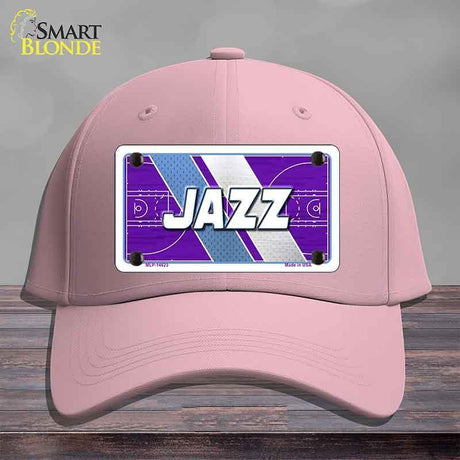 Pink cap with a 'Jazz' logo on a gray background