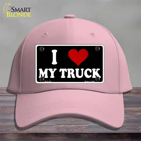 I Love My Truck Black Novelty License Plate Hat Cotton / Pink