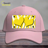 Yellow White Zebra Yellow Centered Hearts Novelty License Plate Hat Cotton / Pink