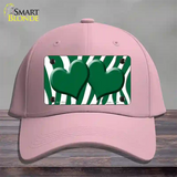 Green White Zebra Green Centered Hearts Novelty License Plate Hat Cotton / Pink
