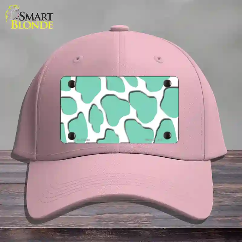 Mint White Giraffe Novelty License Plate Hat Cotton / Pink