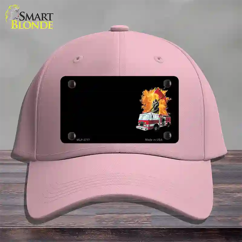 Fire Engine Flames Flaming Ax Offset Novelty License Plate Hat Cotton / Pink