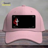Flaming Cross Offset Novelty License Plate Hat Cotton / Pink