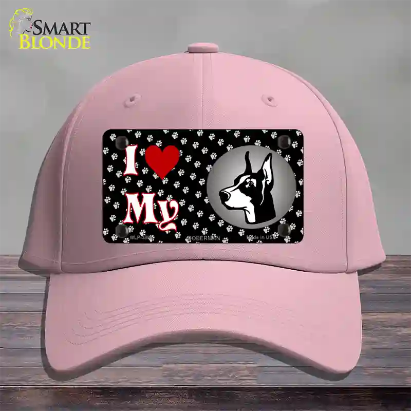 I Love My Doberman Novelty License Plate Hat Cotton / Pink