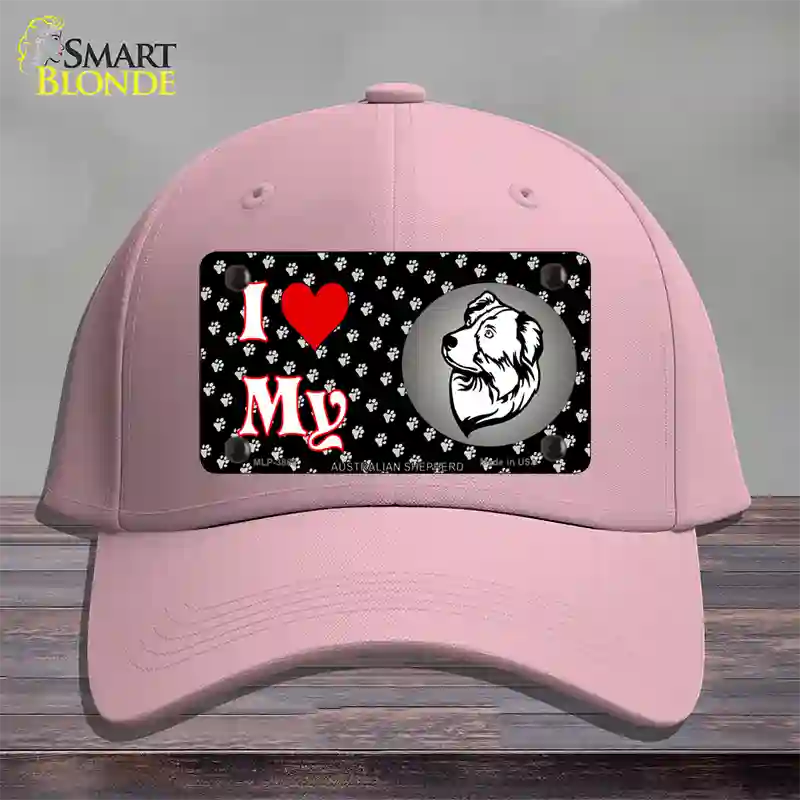 I Love My Australian Shepherd Novelty License Plate Hat Cotton / Pink