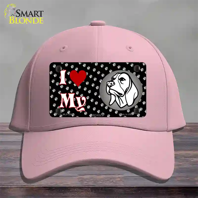 I Love My Beagle Dog Novelty License Plate Hat Cotton / Pink