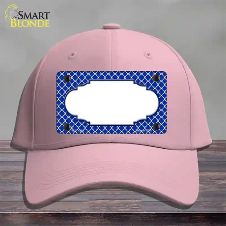 Blue White Quatrefoil Center Scallop Novelty License Plate Hat Cotton / Pink