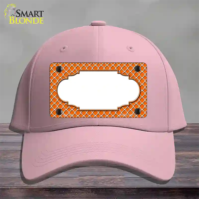 Orange White Quatrefoil Center Scallop Novelty License Plate Hat Cotton / Pink