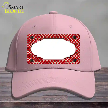 Red White Quatrefoil Center Scallop Novelty License Plate Hat Cotton / Pink