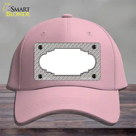 Grey White Quatrefoil Center Scallop Novelty License Plate Hat Cotton / Pink