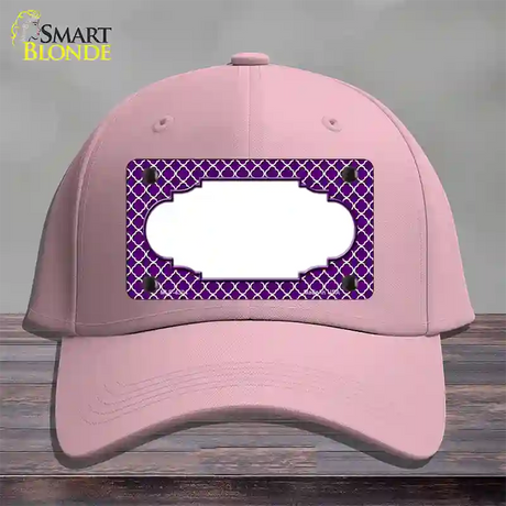 Purple White Quatrefoil Center Scallop Novelty License Plate Hat Cotton / Pink