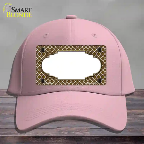 Brown White Quatrefoil Center Scallop Novelty License Plate Hat Cotton / Pink