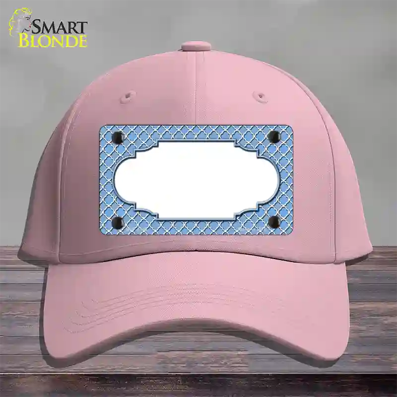Light Blue White Quatrefoil Center Scallop Novelty License Plate Hat Cotton / Pink