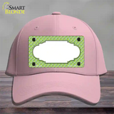 Lime Green White Quatrefoil Center Scallop Novelty License Plate Hat Cotton / Pink