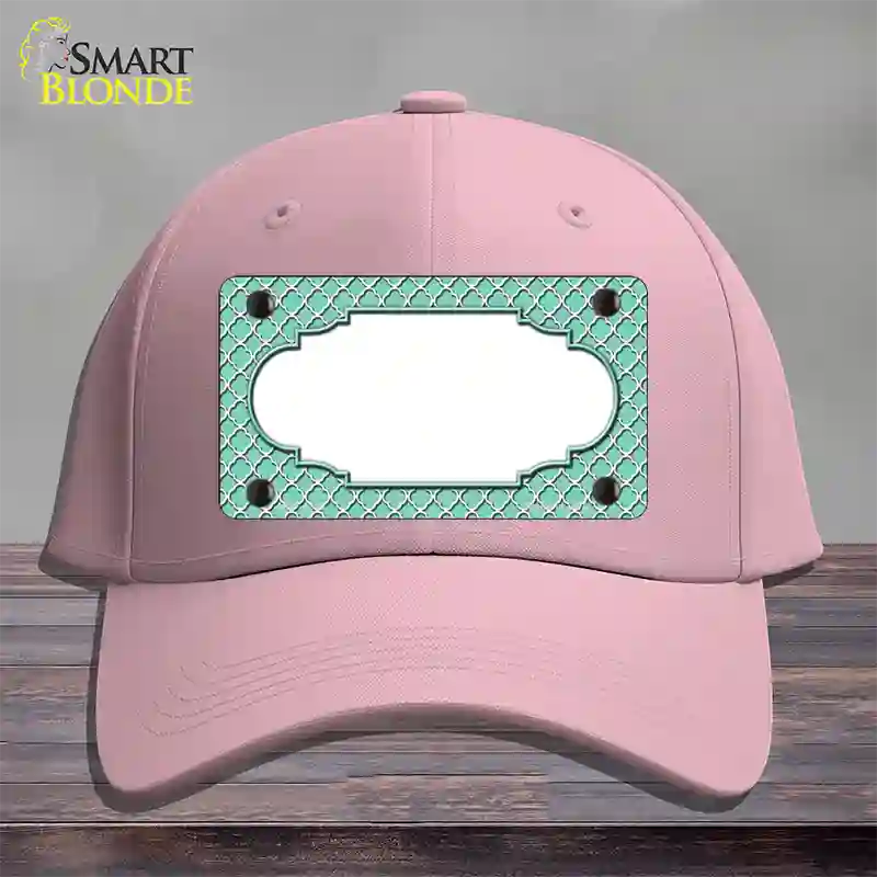 Mint White Quatrefoil Center Scallop Novelty License Plate Hat Cotton / Pink