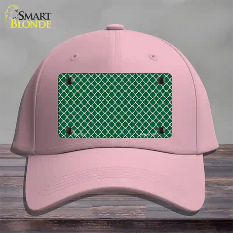Green White Quatrefoil Novelty License Plate Hat Cotton / Pink