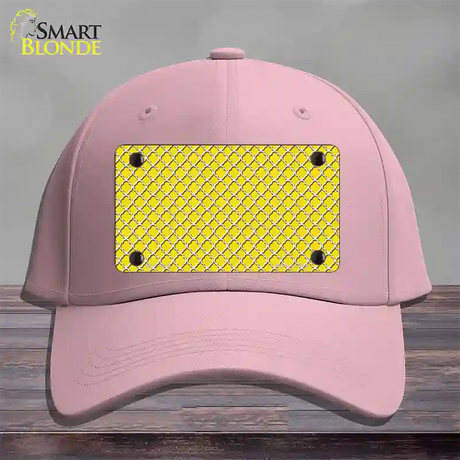 Yellow White Quatrefoil Novelty License Plate Hat Cotton / Pink