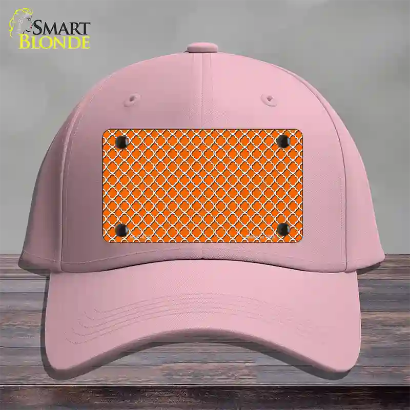 Orange White Quatrefoil Novelty License Plate Hat Cotton / Pink