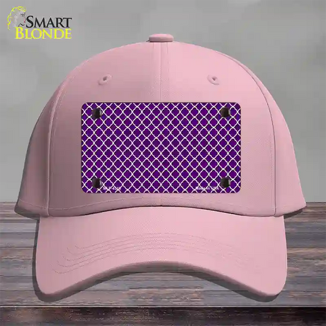 Purple White Quatrefoil Novelty License Plate Hat Cotton / Pink