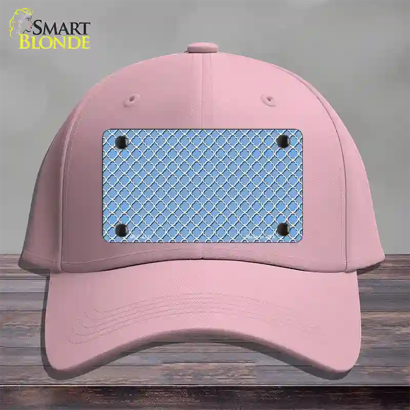 Light Blue White Quatrefoil Novelty License Plate Hat Cotton / Pink