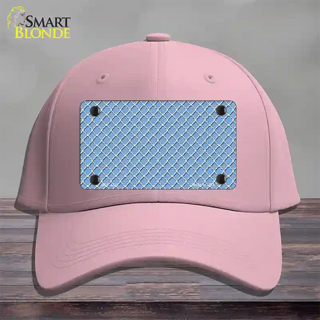 Light Blue White Quatrefoil Novelty License Plate Hat Cotton / Pink