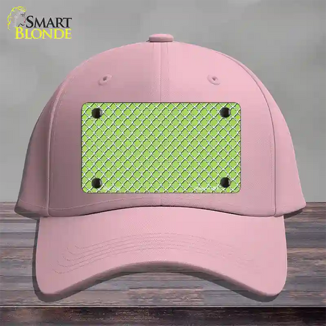 Lime Green White Quatrefoil Novelty License Plate Hat Cotton / Pink