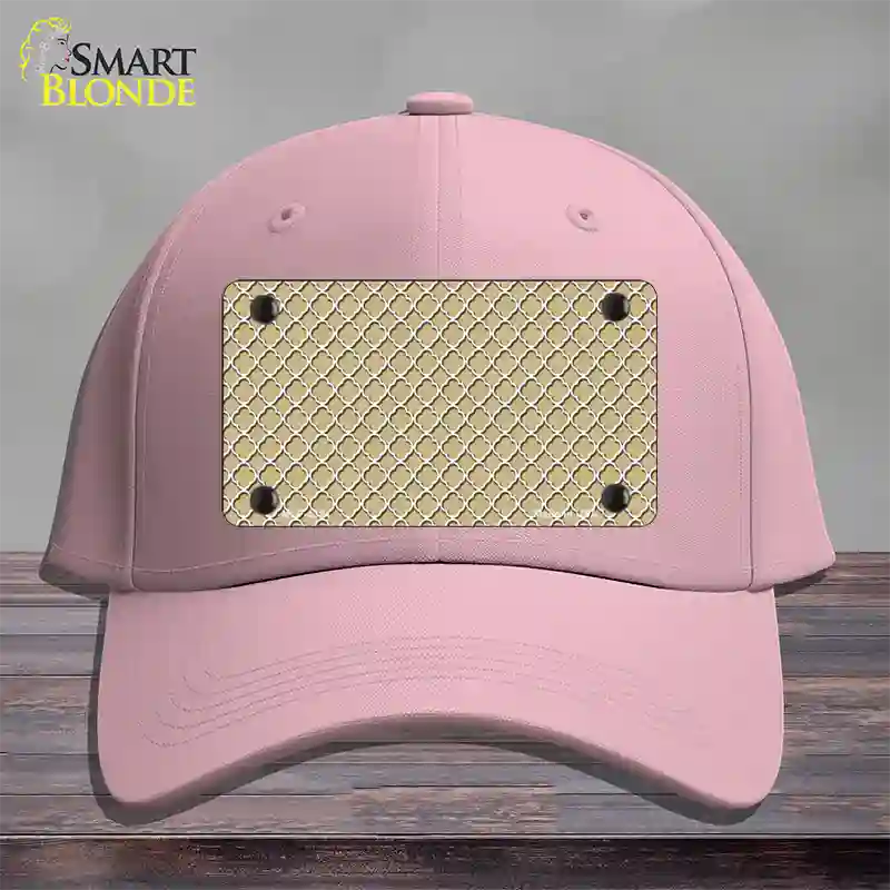 Gold White Quatrefoil Novelty License Plate Hat Cotton / Pink