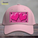 Pink White Quatrefoil Hot Pink Center Hearts Novelty License Plate Hat Cotton / Pink