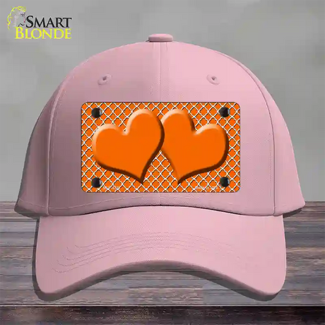 Orange White Quatrefoil Orange Center Hearts Novelty License Plate Hat Cotton / Pink