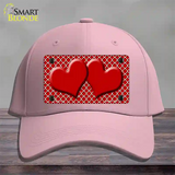 Red White Quatrefoil Red Center Hearts Novelty License Plate Hat Cotton / Pink