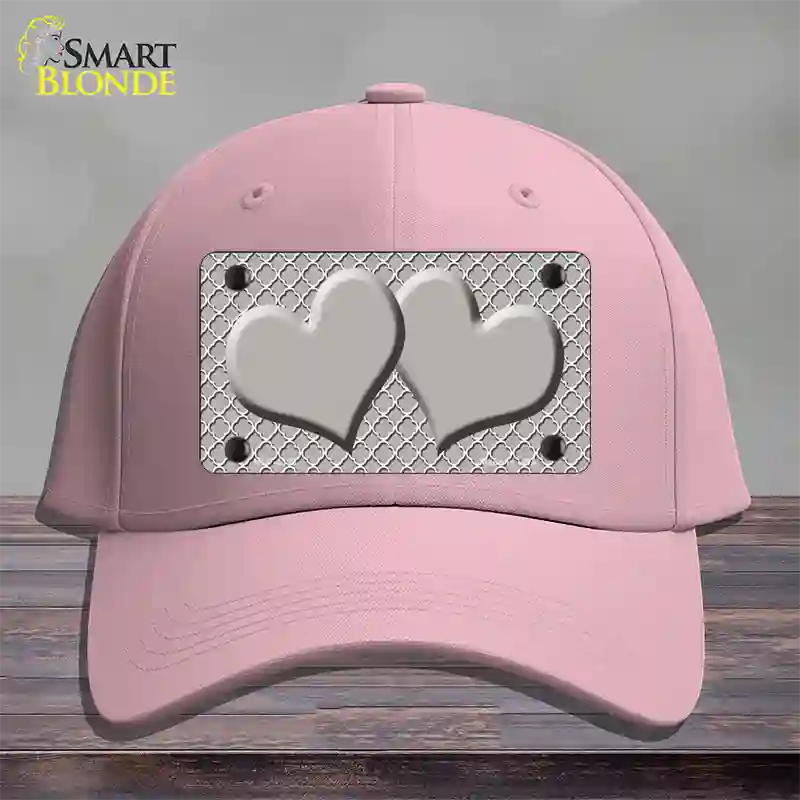 Grey White Quatrefoil Grey Center Hearts Novelty License Plate Hat Cotton / Pink